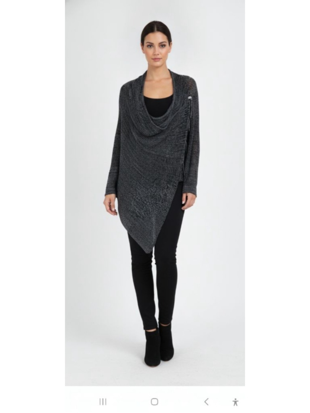 One World Black White Wrap Poncho Medium